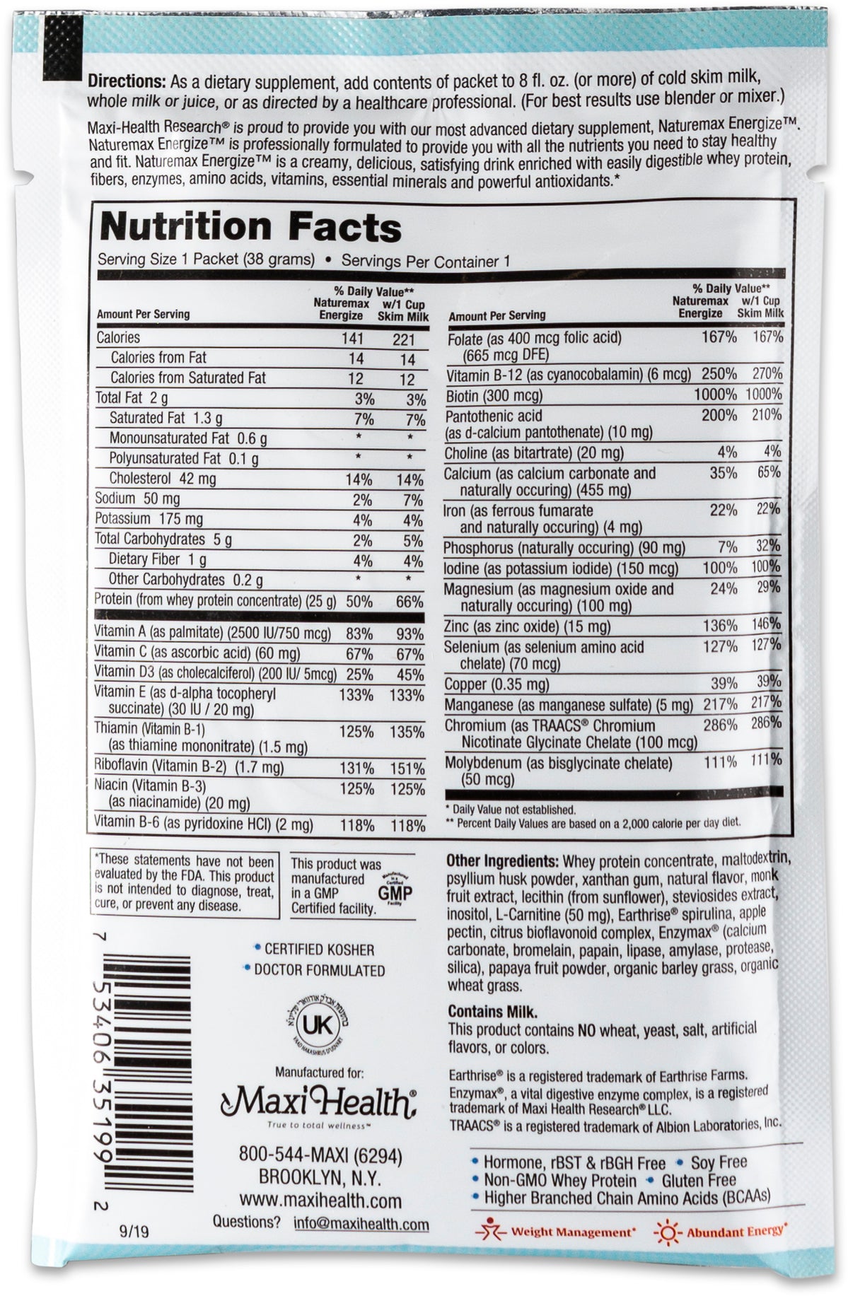NATUREMAX ENERGIZE WHEY PROTEIN - Schon's Natural